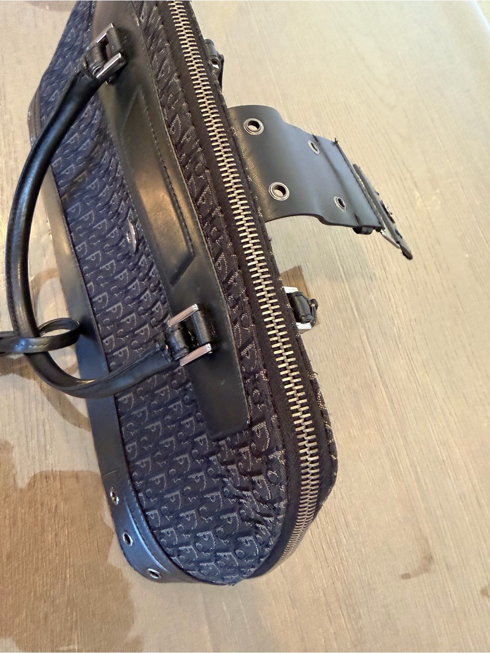 Dior Black Monogram Leather-Trim Tote - Picture 8 of 13
